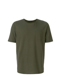 olivgrünes T-Shirt mit einem Rundhalsausschnitt von Roberto Collina