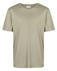 olivgrünes T-Shirt mit einem Rundhalsausschnitt von Saint Laurent