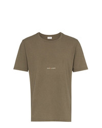 olivgrünes T-Shirt mit einem Rundhalsausschnitt von Saint Laurent