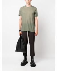 olivgrünes T-Shirt mit einem Rundhalsausschnitt von Rick Owens