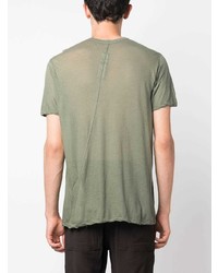 olivgrünes T-Shirt mit einem Rundhalsausschnitt von Rick Owens