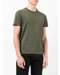 olivgrünes T-Shirt mit einem Rundhalsausschnitt von Rick Owens