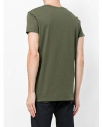 olivgrünes T-Shirt mit einem Rundhalsausschnitt von Tomas Maier