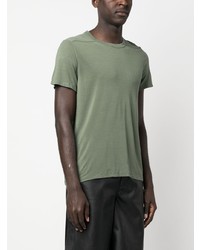 olivgrünes T-Shirt mit einem Rundhalsausschnitt von Rick Owens