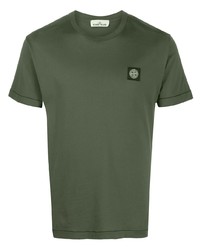 olivgrünes T-Shirt mit einem Rundhalsausschnitt von Stone Island