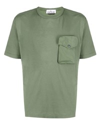 olivgrünes T-Shirt mit einem Rundhalsausschnitt von Stone Island