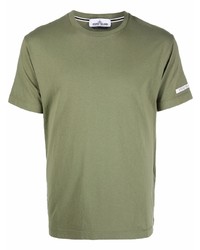 olivgrünes T-Shirt mit einem Rundhalsausschnitt von Stone Island