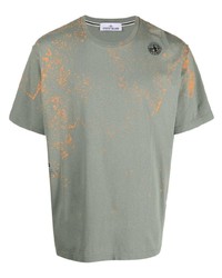 olivgrünes T-Shirt mit einem Rundhalsausschnitt von Stone Island