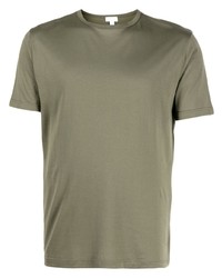olivgrünes T-Shirt mit einem Rundhalsausschnitt von Sunspel