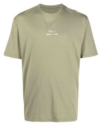 olivgrünes T-Shirt mit einem Rundhalsausschnitt von Ten C