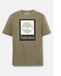 olivgrünes T-Shirt mit einem Rundhalsausschnitt von Timberland