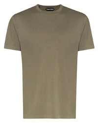 olivgrünes T-Shirt mit einem Rundhalsausschnitt von Tom Ford