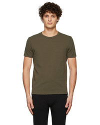 olivgrünes T-Shirt mit einem Rundhalsausschnitt von Tom Ford