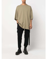 olivgrünes T-Shirt mit einem Rundhalsausschnitt von Rick Owens