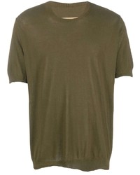 olivgrünes T-Shirt mit einem Rundhalsausschnitt von Uma Wang