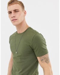 olivgrünes T-Shirt mit einem Rundhalsausschnitt von United Colors of Benetton