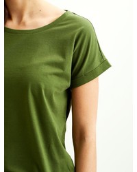 olivgrünes T-Shirt mit einem Rundhalsausschnitt von Vila