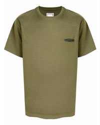 olivgrünes T-Shirt mit einem Rundhalsausschnitt von Wooyoungmi
