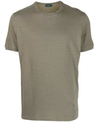 olivgrünes T-Shirt mit einem Rundhalsausschnitt von Zanone