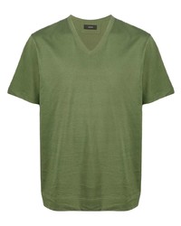 olivgrünes T-Shirt mit einem V-Ausschnitt von Joseph