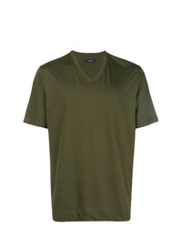 olivgrünes T-Shirt mit einem V-Ausschnitt von Joseph