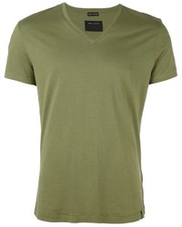 olivgrünes T-Shirt mit einem V-Ausschnitt von Marc Jacobs