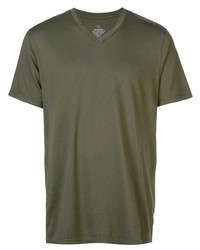 olivgrünes T-Shirt mit einem V-Ausschnitt von SAVE KHAKI UNITED