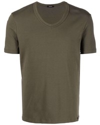 olivgrünes T-Shirt mit einem V-Ausschnitt von Tom Ford