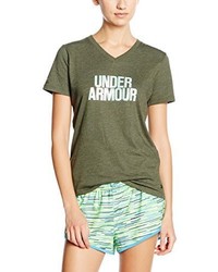 olivgrünes T-Shirt mit einem V-Ausschnitt von Under Armour