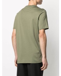 olivgrünes T-shirt mit einer Knopfleiste von Balmain