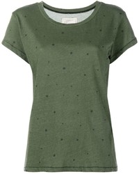 olivgrünes T-shirt mit Sternenmuster