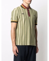 olivgrünes vertikal gestreiftes Polohemd von Fred Perry