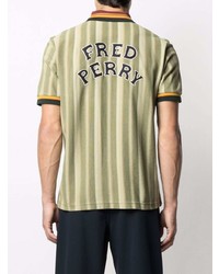 olivgrünes vertikal gestreiftes Polohemd von Fred Perry