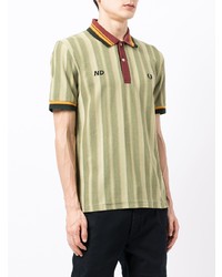 olivgrünes vertikal gestreiftes Polohemd von Fred Perry