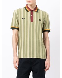 olivgrünes vertikal gestreiftes Polohemd von Fred Perry