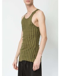 olivgrünes vertikal gestreiftes Trägershirt von Haider Ackermann