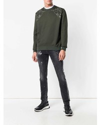 olivgrünes verziertes Sweatshirt von Les Hommes