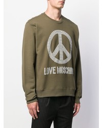 olivgrünes verziertes Sweatshirt von Love Moschino