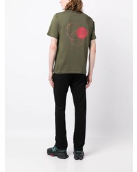 olivgrünes verziertes T-Shirt mit einem Rundhalsausschnitt von Karl Lagerfeld