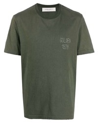 olivgrünes verziertes T-Shirt mit einem Rundhalsausschnitt von Golden Goose