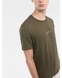 olivgrünes verziertes T-Shirt mit einem Rundhalsausschnitt von Moschino