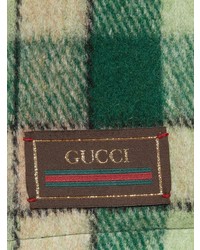 olivgrünes Wollsakko mit Karomuster von Gucci