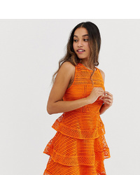 orange ausgestelltes Kleid aus Häkel von New Look Petite