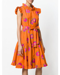 orange ausgestelltes Kleid mit Blumenmuster von La Doublej
