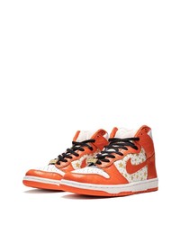 orange bedruckte hohe Sneakers aus Leder von Nike