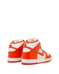 orange bedruckte hohe Sneakers aus Leder von Nike