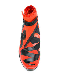 orange bedruckte hohe Sneakers aus Leder von Nike
