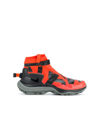 orange bedruckte hohe Sneakers aus Leder von Nike