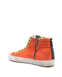 orange bedruckte hohe Sneakers aus Segeltuch von Golden Goose