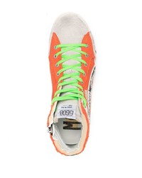 orange bedruckte hohe Sneakers aus Segeltuch von Golden Goose